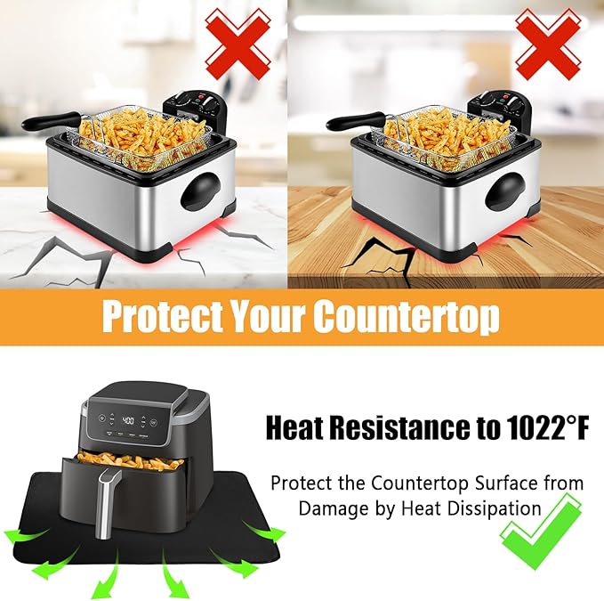 Heat Resistant Mat for Air Fryer,Deep Fryer,Oven,15x18in Hot Pads for Kitchen Counter Heat Protector,Under Coffee Maker Mats for Quartz Countertop Protector,Deep Fryer Coffee Machine Accessories