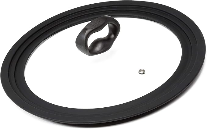 Ecolution Universal Lid for Pots and Pans, Fits 9.5-Inch to 12-Inch Cookware, Tempered Glass Replacement Lid with Heat Resistant Silicone Edge, Dishwasher Safe, Made without BPA, Large, Black