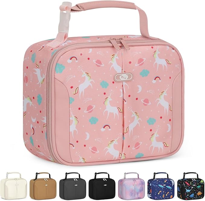 Insulated Lunch Box for Kids, Cute Thermal Lunch Bag for School, Reusable Lunch Tote for Boys and Girls, Durable Cooler Bag with Easy Grab Handle, Lightweight and Easy to Clean Meal Bag, Unicorn