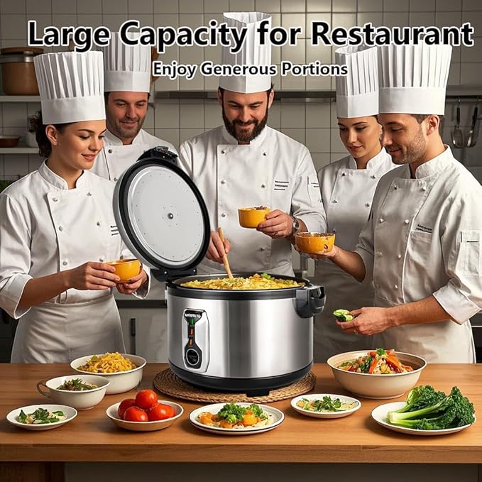 16L Commercial rice cooker 90 cups cooked Large Stainless Steel rice Commercial for 65-75 people 1550W Electiric Rice Warmer, with One-Touch Operation | Auto Keep Warm| Non-Stick Inner Pot