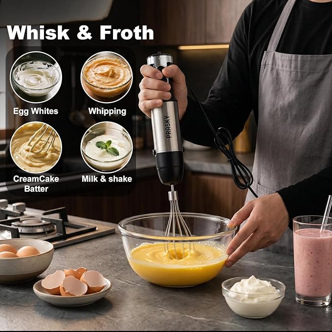 Immersion Blender Handheld 1200W, 20-speeds Immersion Hand Blenders, Hand Mixer with Mining Beaker,Chopper,Whisk, Frother, Stand and Stick Blender Suitable for Kitchen, Protein Shakes and Baby Food