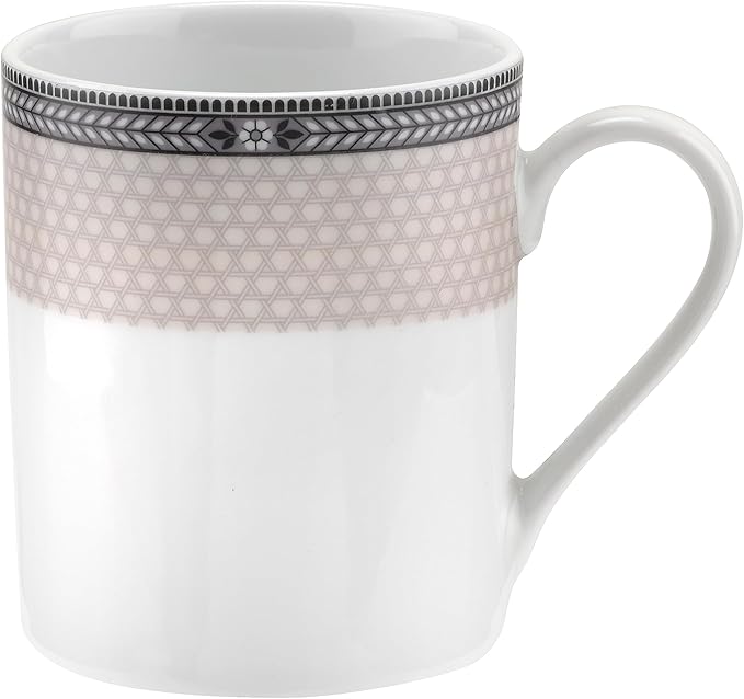 Portmeirion Home Vintage Chic 16 Piece Set - Porcelain Dinnerware with Art Deco Borders - 10.5" Dinner Plates, 7.5" Salad Plates, 5.5" Bowls, 11.5 Oz Mugs - Microwave & Dishwasher Safe Place Settings