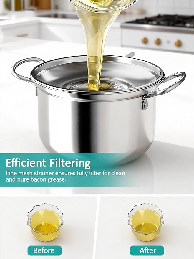 OPENICE Deep Fryer Pot with Basket, Stainless Steel Frying Pot with Basket Lid and Oil Strainer for Stove Top Frying, Boiling, 4.25qt Small Fryer Pot for 1-3 Peoples