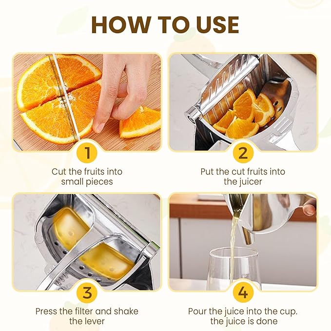 Heavy Duty Manual Fruit Juicer Press, Upgraded Fruit Juice Squeezer Handheld Aluminum Alloy, Non-Slip Ergonomic Grip, Easy to Use & Clean, Efficient Extraction of Citrus, and Other Fruits (2)