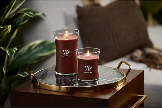 WoodWick Smoked Walnut & Maple Holiday Candle Gifts for Women and Men, 9.7 oz Medium Hourglass Candle with Crackling Wick