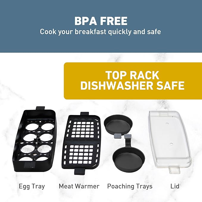 West Bend Breakfast Station 2-Slice Toaster and Egg Cooker/Poacher with Removable Pre-Cooked Meat and Vegetable Warming Tray for Perfect Breakfast Sandwiches, 1200-Watts, Black