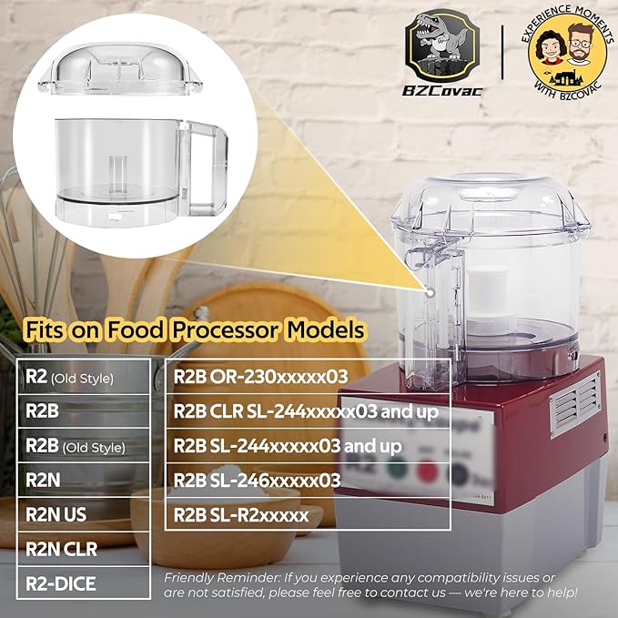 3-Quart Clear Cutter Bowl (112203) and Polycarbonate Lid (106458S), Compatible with Robot Coupe R2 Series Food Processors