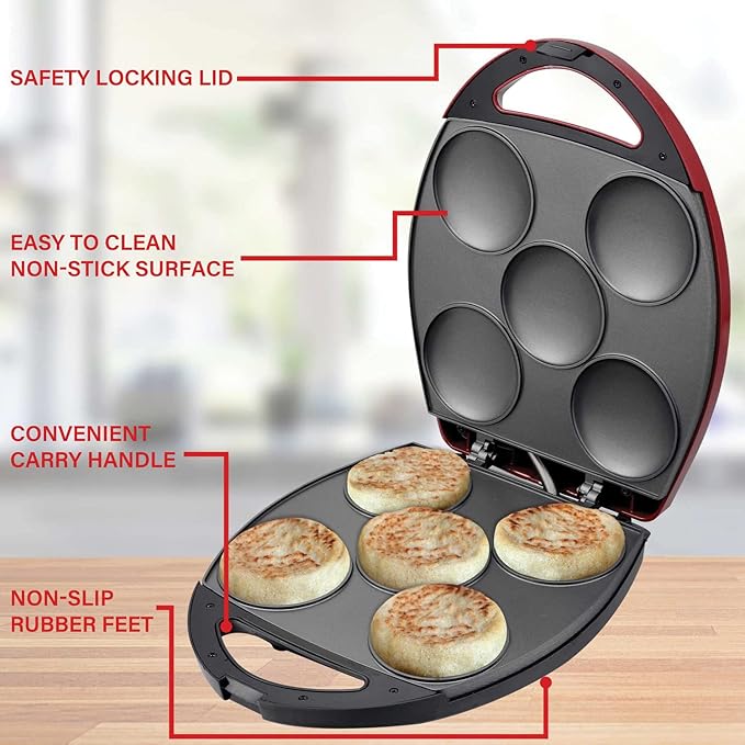 Brentwood AR-137R Electric arepa Maker, standard, Red