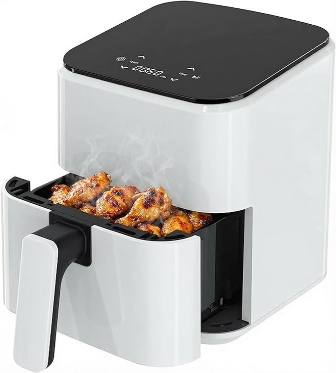 HealSmart 3.17 Qt Compact Air Fryer, 8-in-1 Digital Small AirFryer with 400°F, Nonstick Dishwasher-Safe Basket, Auto Shutoff, Overheat Protection, for Quick Healthy Meals, White
