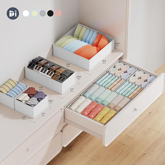 DIMJ Drawer Organizer Clothes Storage - 18 Pack Baby Dresser Organizer for Nursery, Foldable Closet Drawer Organizer Bins for Bedroom Organization, Fabric Storage Dividers for Socks, Underwears, Bras