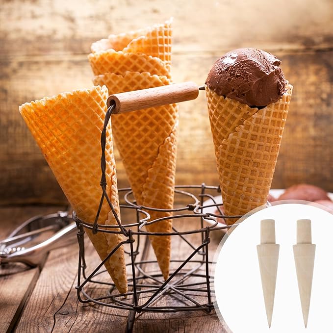 NOLITOY 2pcs Cone Mold Wooden Cream Horn Mold Cannoli Molds for Baking Pastry Molds Cannoli Forms DIY Tools Pizzelle Roller Lady Lock Pastry Horn Acopes Thousand Layer Cake Miss Human Body