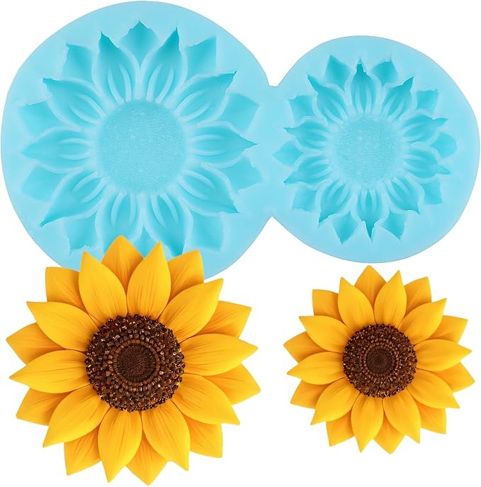 Sunflower Silicone Molds 3D Flower Fondant Mold for Cake Decorating Cupcake Topper Chocolate Candy Gum Paste Polymer Clay