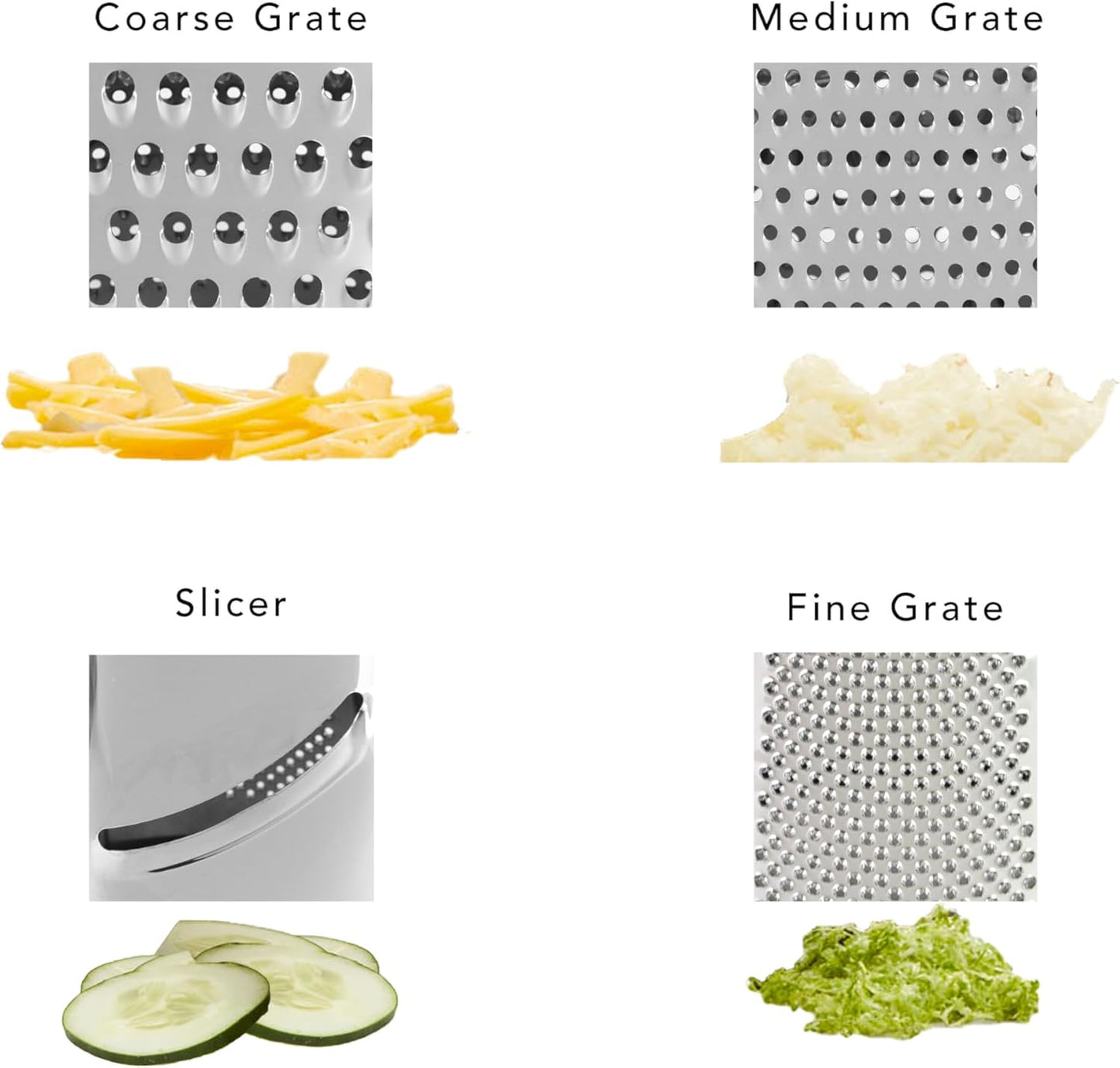 KitchenAid Gourmet 4-Sided Stainless Steel Box Grater for Fine, Medium and Coarse Grate, and Slicing, Detachable 3 Cup Storage Container and Measurment Markings, Dishwasher Safe, 10 inch, Red