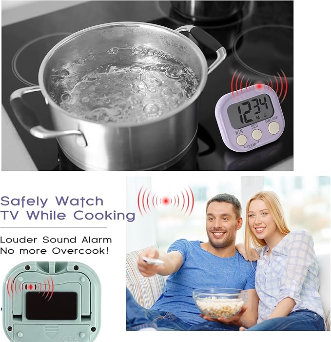 Weewooday 24 Pcs Digital Kitchen Timer Magnetic Timer Bulk On/Off Switch Minute Second Count up Countdown Loud Alarm for Exercise Cook Baking (Macaron Colors)