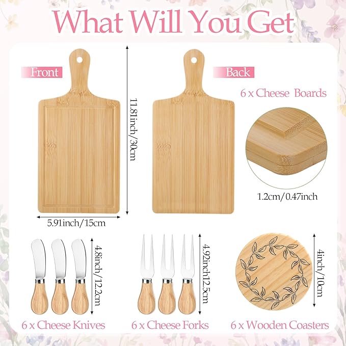 Honeydak 49 Pcs Baby Shower Prizes for Game Players 6 Set Cheese Board Fork Knives Coaster Towel Artificial Potted Plant Thanks Card Gift Bag for Baby Bridal Shower Wedding Favors (Butterfly)