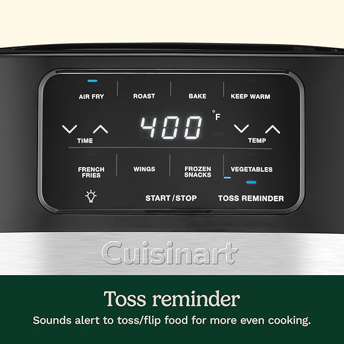 Cuisinart Air Fryer, 4.5-Quart Basket Fryer with 4 Cooking Functions to Air Fry, Roast, Bake, and Keep Warm, 4 Airfryer Presets, Dishwasher-Safe Parts, AIR-160NAS, Stainless Steel & Black