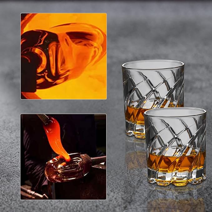 PARACITY Spinning Whiskey Glasses Set of 2, Rotatable Old Fashioned Glassware, Bourbon/Cocktail/Rock Glasses for Bar, Party and Home, Whiskey Gift for Men