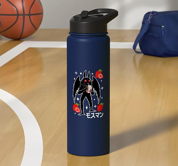 Mothman Kawaii Strawberry Milk Shake Carton Stainless Steel Insulated Water Bottle