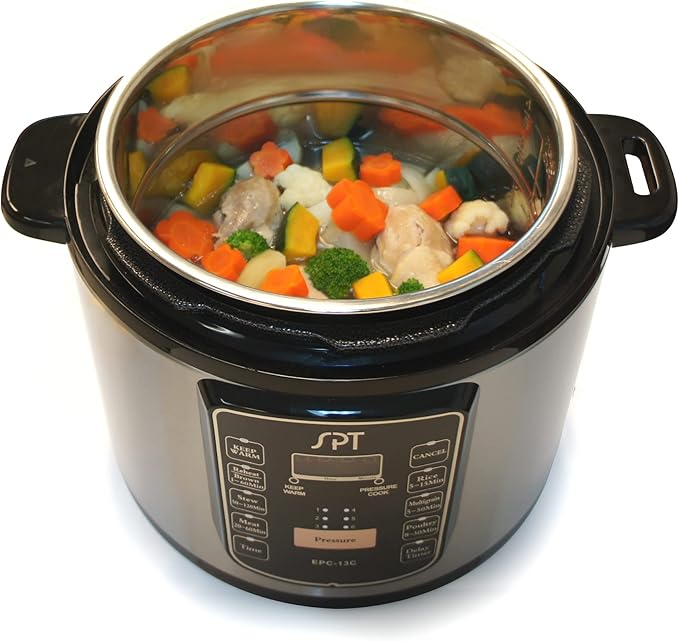 EPC-13CB: 6.5-Quart Stainless Steel Electric Pressure Cooker with Quick Release Button