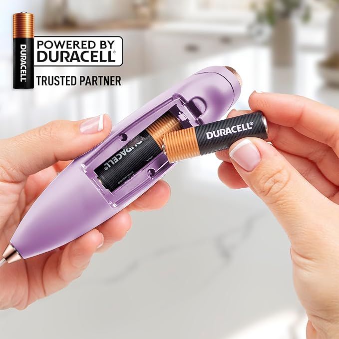 Zulay Kitchen Powerful Milk Frother Wand With 4 AA Duracell Batteries - Ultra Fast Handheld Drink Mixer - Electric Whisk Foam Maker for Coffee, Lattes, Cappuccino, Matcha & Creamer - Lilac & Rose Gold