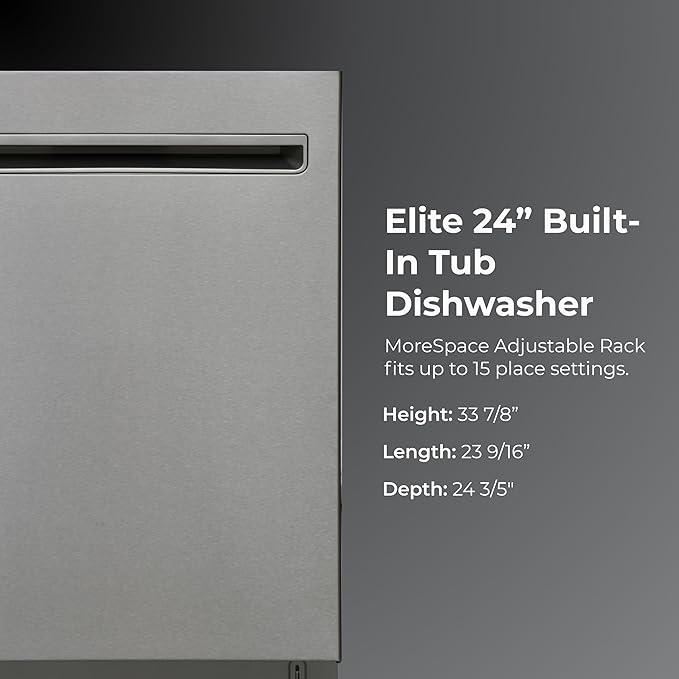 Kenmore Elite 24" Built-In Dishwasher - UltraWash Plus, TurboDry, QuietWash, SmartWash & TurboFlex Third Rack - 15 Place Settings - 42 DBA - ENERGY STAR Certified - Stainless Steel