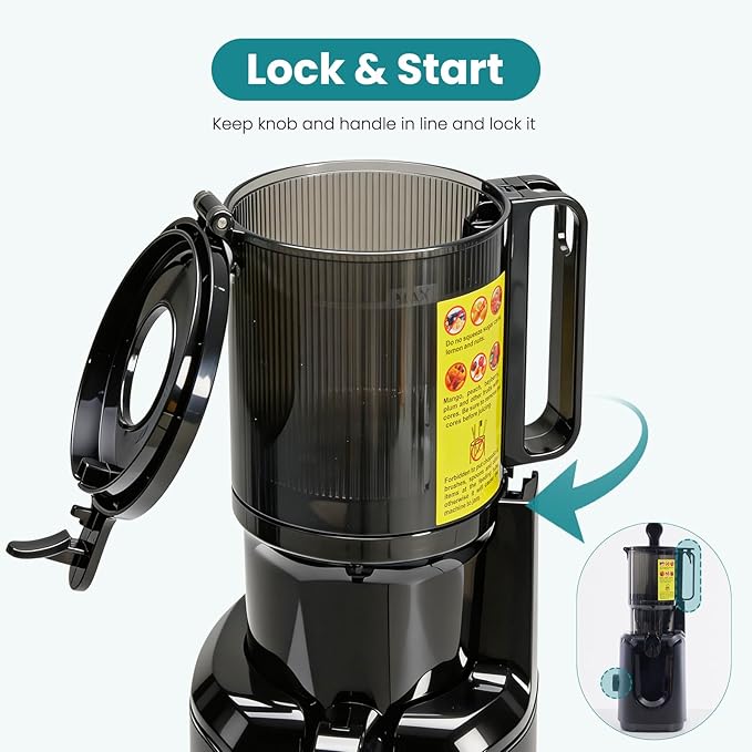 OLIXIS Cold Press Juicer, Masticating Juicer Machine with Reverse Function, Juice Extractor for Making Nut Milk, Easy Clean & Blade-Free, Black
