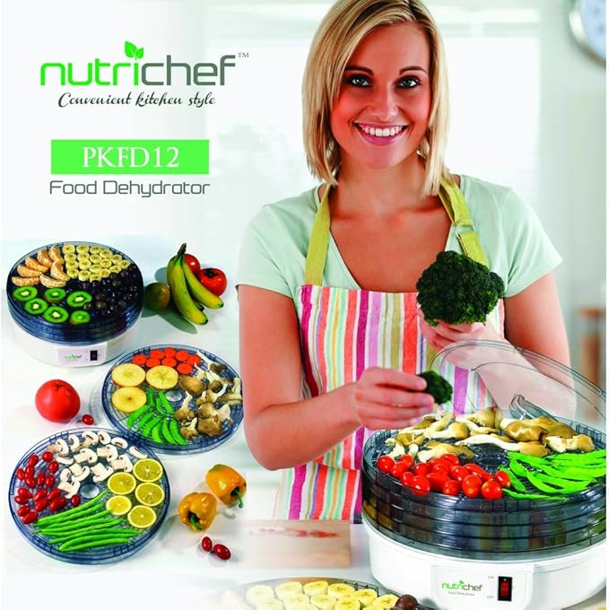Electric Food Dehydrator Machine, Multi-Tier Kitchen Food Appliances, High-Heat Circulations- NutriChef PKFD12 & Nesco LM-2-6 13.5" Snackmaster Clean-A-Screen Food Dehydrators, 2 Count, White