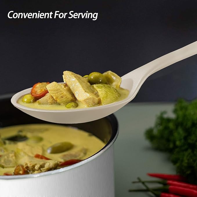 Silicone Slotted Spoons for Cooking - Extra Large Kitchen Spoons for Mixing, Serving, & Stirring - 600°F Heat-Resistant Non Stick Utensils Skimmer- Dishwasher Safe, Khaki