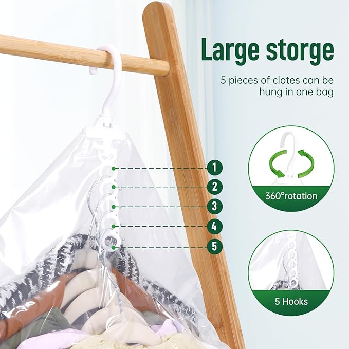 Hanging Vacuum Storage Bags For Clothes With Hand Pump,Coat Storage Bag Hanging,Vacuum Bags For Clothes,Space Saver Vacuum Storage Bags,Garment, Clothing, Dress, Suit, Long Coat, Jacket(Short 4 Pack）