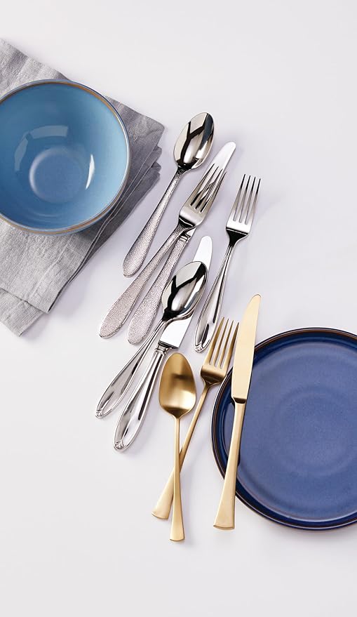 Lenox Haveson 65-Piece Flatware Set, 10.15 LB, Metallic
