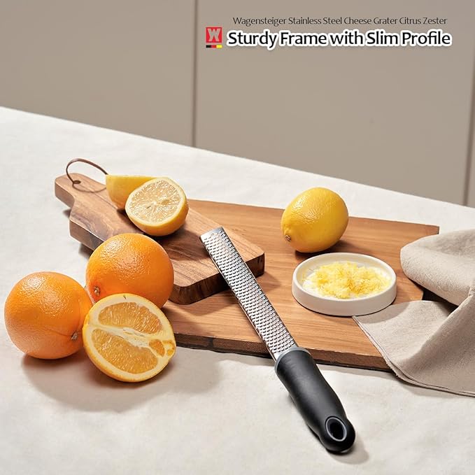 Long Flat Head Stainless Steel Cheese Grater Precision-Engineered Blades, Lemon Ginger Zester Non-Slip Handle, Ideal for Parmesan, Citrus, Spices, Durable Rust-Resistant (12.6" x 1.38")