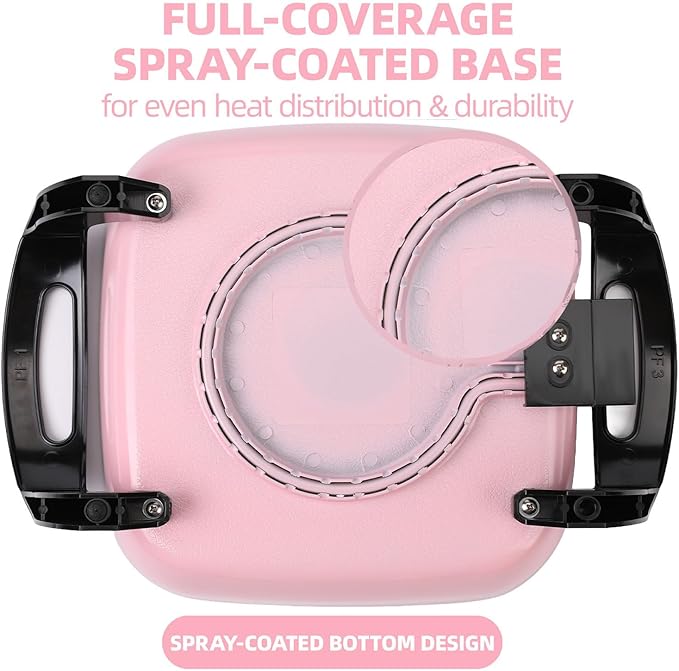 12'' Ceramic Nonstick Electric Skillet with Tempered Vented Glass Lid, Scratch-Resistant Surface, Cool-Touch Handles, Removable Easy-to-Clean, 120V 1200W 60Hz, Pink
