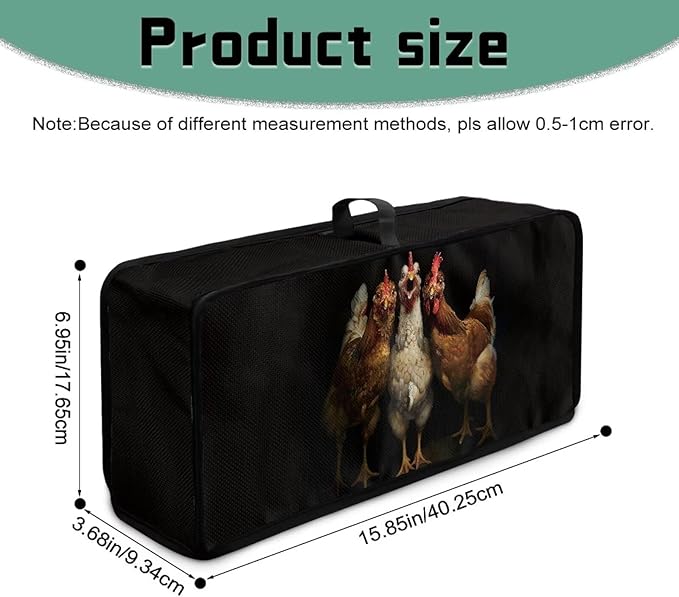Chicken Toaster Cover 2 Slice Black Cover for 2 Slice Slim Toaster, Easy to Fold and Carry Machine Washable Dust Covers for Kitchen Appliances