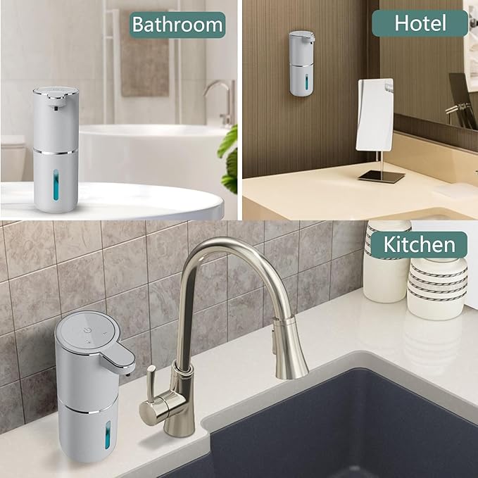 Automatic Liquid Soap Dispenser,Touchless Hand Soap Dispenser USB Rechargeabled Dispenser Electric,Wall Mounted 4 Levels Adjustable Dispenser Pump for Bathroom Kitchen Dish Soap Gray