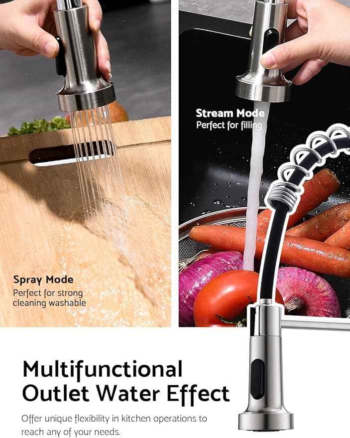 WEWE Touchless Kitchen Faucet with Pull Down Sprayer - Motion Sensor Kitchen Faucets Spring Single Handle Stainless Steel Kitchen Sink Faucet (Brushed Nickel)