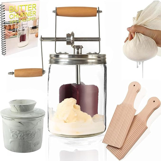 Dazey Butter Churner - Butter Crock, Cheese Cloth, Paddles, Recipe Book INCLUDED- Hand Crank Churn Manual Butter Maker- Create Delicious Homemade Butter With Your Own Dazey Churner
