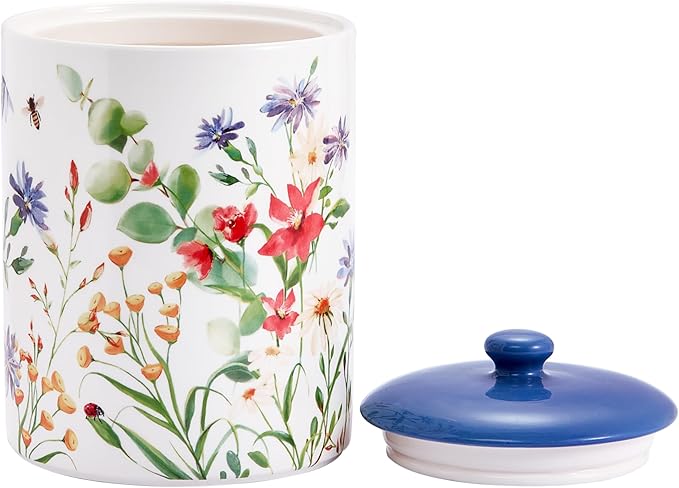 Bico Summer Provence Ceramic Air Tight 9 inch Cookie jar, for holding coffee, powder, tea, spices, Microwave and Dishwasher Safe