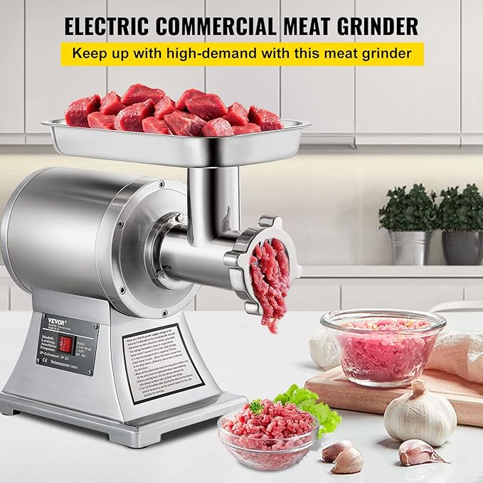 VEVOR Commercial Meat Grinder, 550LB/h 1100W Electric Meat Mincer, ETL Approved Heavy Duty Industrial Meat Mincer Machine