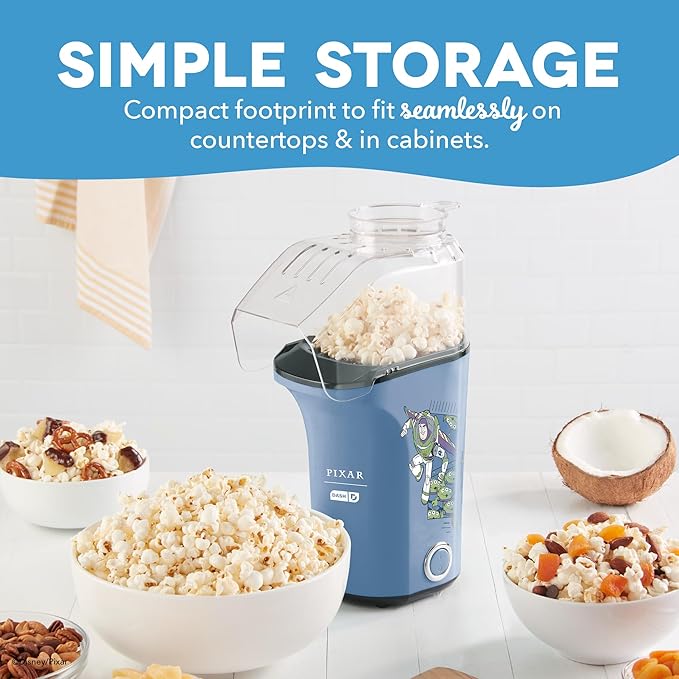 Disney Dash Fresh Pop Popcorn Maker - Oil-Free, Air Popcorn Popper - With Measuring Cup & Recipe Guide - Perfect for Movie Nights - 16 Cups, Toy Story