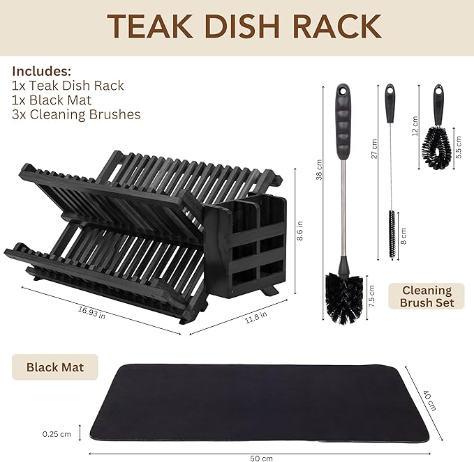Teak Dish Rack (Black)