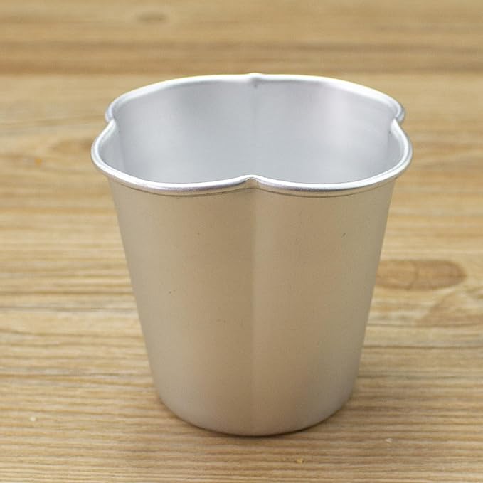 6 Packs Popover Pan, Aluminium Pudding Tin Cup Baking Maker, Individual Muffin Chocolate Molten Brownie Tumbler Raspberry Souffle Cupcake Moulds - Five-Petaled Flower Pudding 3"x 2.4"