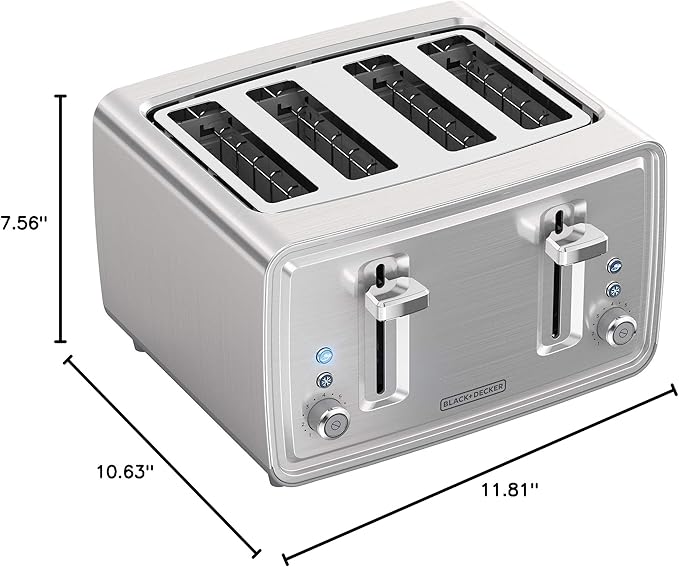 BLACK+DECKER 4-Slice Toaster, Stainless Steel, TR4900SSD