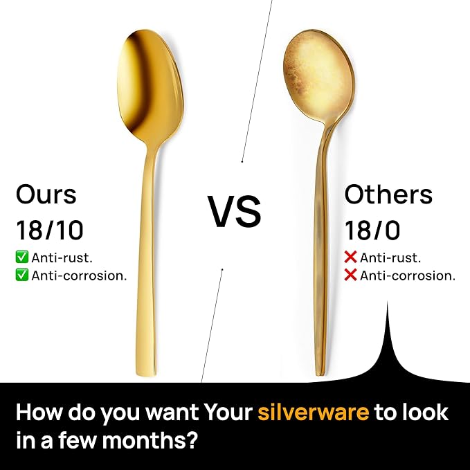 Home Haven Luxury Gold Silverware Set for 4, Heavy Duty Gold Flatware Set for 4, 18/10 Stainless Steel Cutlery Dishwasher Safe, Flatware for Special Occasions, Home & Restaurant Use (24 Pieces for 4)