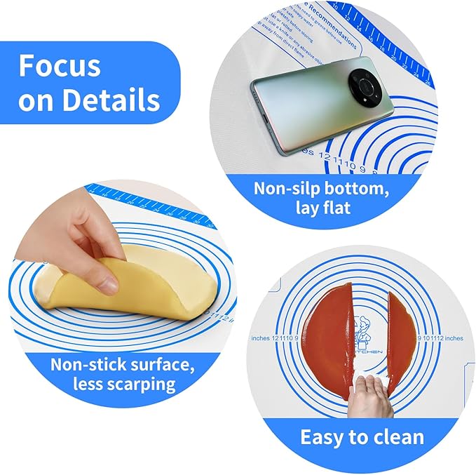 Non Stick Silicone Pastry Mat, Macaron Silicone Baking Mat for Making Pizza Cookie Bread,Pie Crust Oven Liner, Mat Non-Slip Fondant Mat Extra Large 32" x 24"