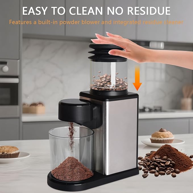 Electric Coffee Grinder for Home & Office: Smart Conical Burr coffee grinder with 25 Precision Grind Settings & 120g Expandable Bean Hopper - Anti-Static Design & Quiet & Durable for Multi-Cup Brewing