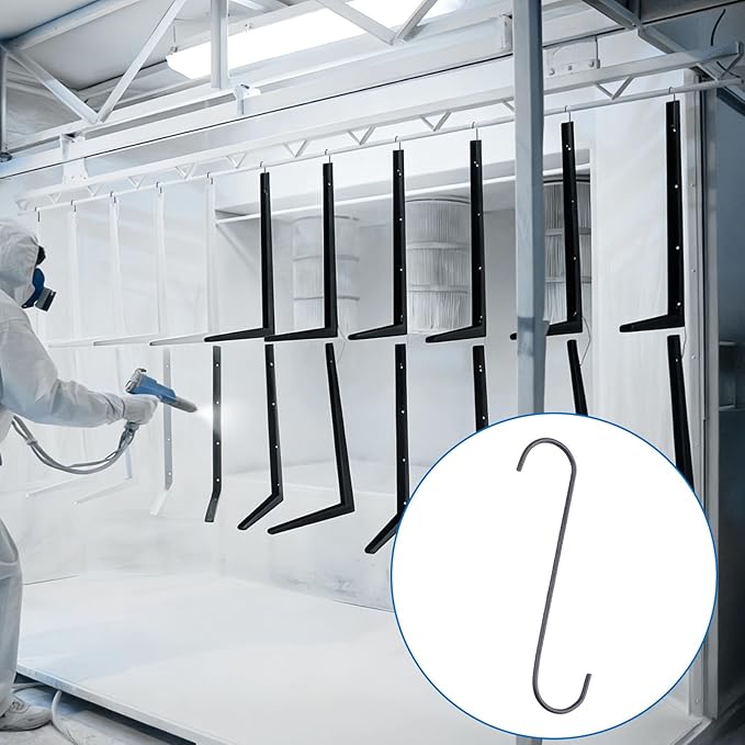 30Pcs Powder Coating Hooks, S-Shaped Spray Painting Hooks Coating Rack, Metal Hook for Organizing Home Kitchen Garage Garden Hanging Storage DIY Display Warehouses Factory (3mm*15cm)