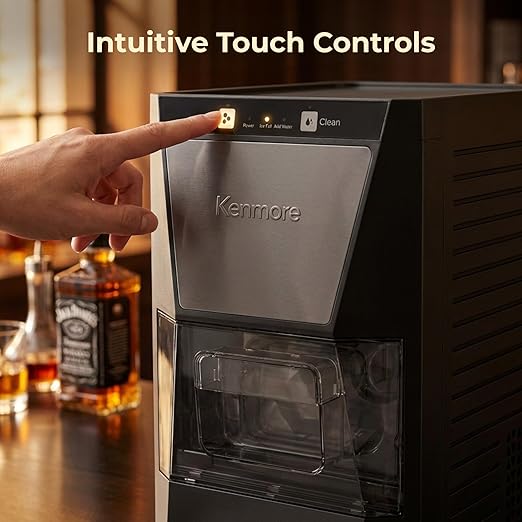 Kenmore Clear Sphere Ice Ball Maker Countertop, 2-Inch Slow-Melting Ice Spheres for Whisky Cocktails, Máquina de Hielo Black