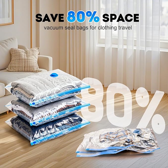 Mapambo Vacuum Seal Bags for Clothing Travel with Electric Pump, 15 Pack Vacuum Bags in 3 Combo sizes, Space Saver Vacuum Storage Bags, Reducing Luggage Volume by up to 80% (15 Combo Travel Size)