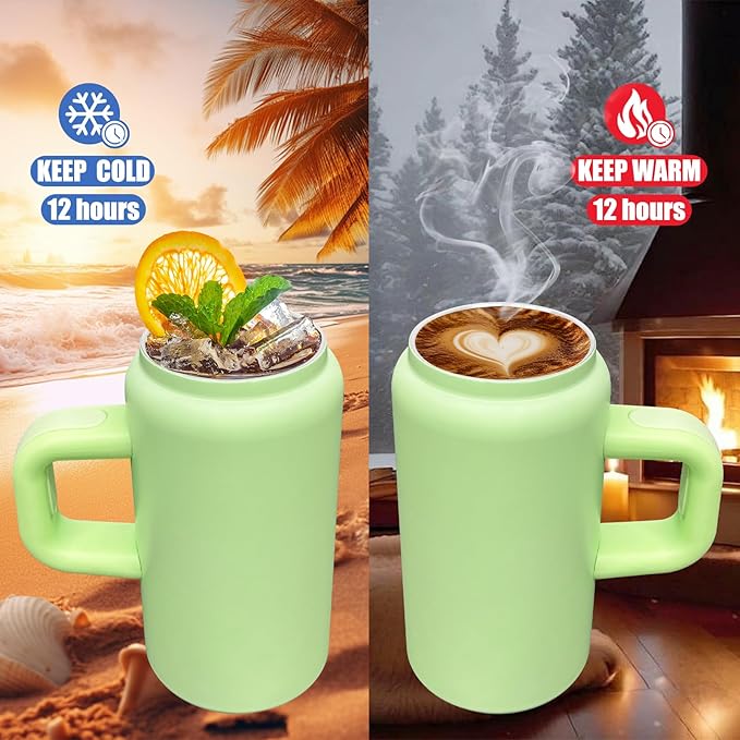 8 Pack 16 oz Sublimation Tumblers with Handle and Straw for Kids, Stainless Steel Sublimation Tumblers Bulk with Lids, Vacuum Insulated Iced Coffee Cups for DIY Craft Heat Press Print (Green,8 pack)