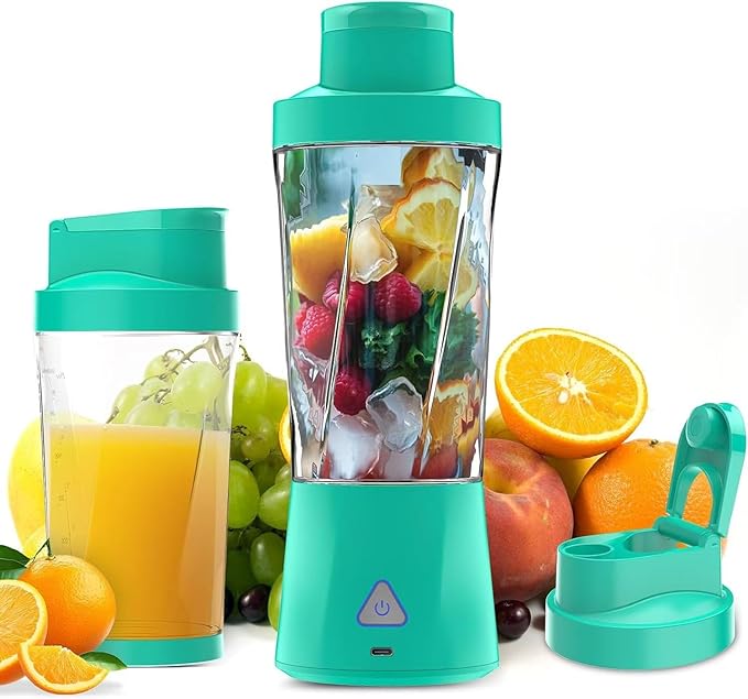 Personal Juice Blender With 24-Ounce Capacity Portable Mixing Cup USB Rechargeable Smoothie Maker BPA-Free With Leak-Proof Lid Suitable For Travel Fitness Camping And Home Use (Light green)